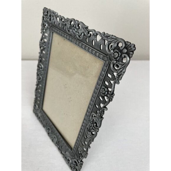 Ornate Floral Pewter Colored Frame For 4.5” X 6.5” Photo Silver Romantic - Picture 3 of 9